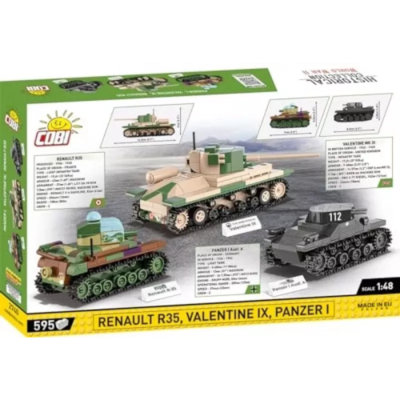 Set da costruzione COBI Renault R35 Valentine IX Panzer I 595 pezzi