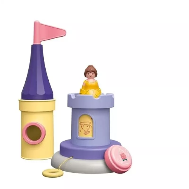 PLAYMOBIL JUNIOR & Disney: Torre di gioco di Belle con suoni | Set di gioco per bambini 1-3