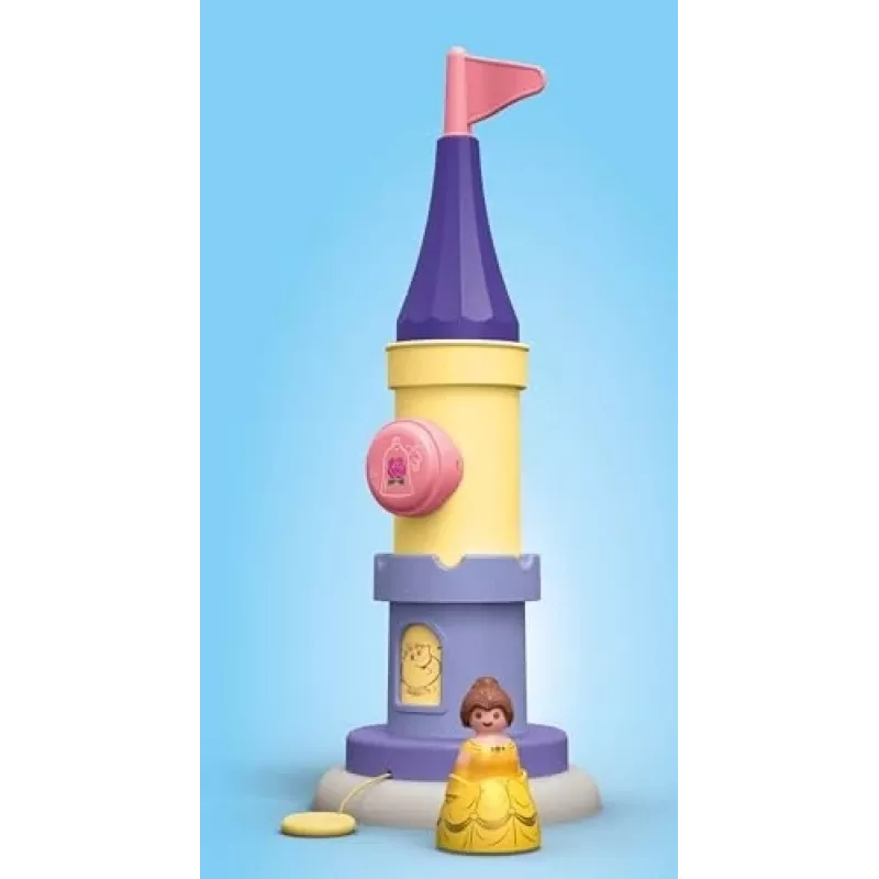PLAYMOBIL JUNIOR & Disney: Torre di gioco di Belle con suoni | Set di gioco per bambini 1-3