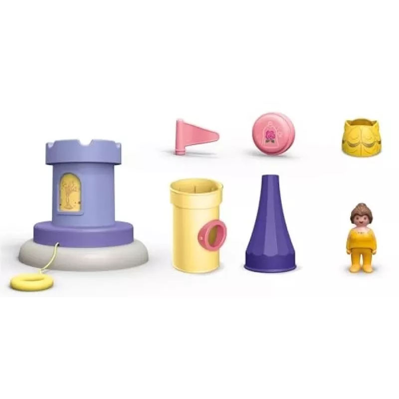 PLAYMOBIL JUNIOR & Disney: Torre di gioco di Belle con suoni | Set di gioco per bambini 1-3