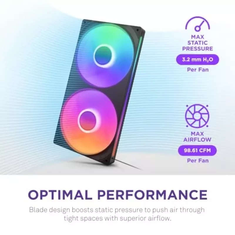 NZXT F280 RGB Core 140mm ARGB PWM confezione da 2 nero