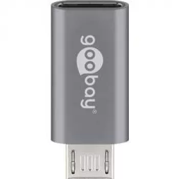 Goobay Adattatore USB 2.0 Hi-Speed, grigio, grigio – connettore femmina USB-C™ > connettore maschio USB 2.0 Micro (Type-B) (55553)