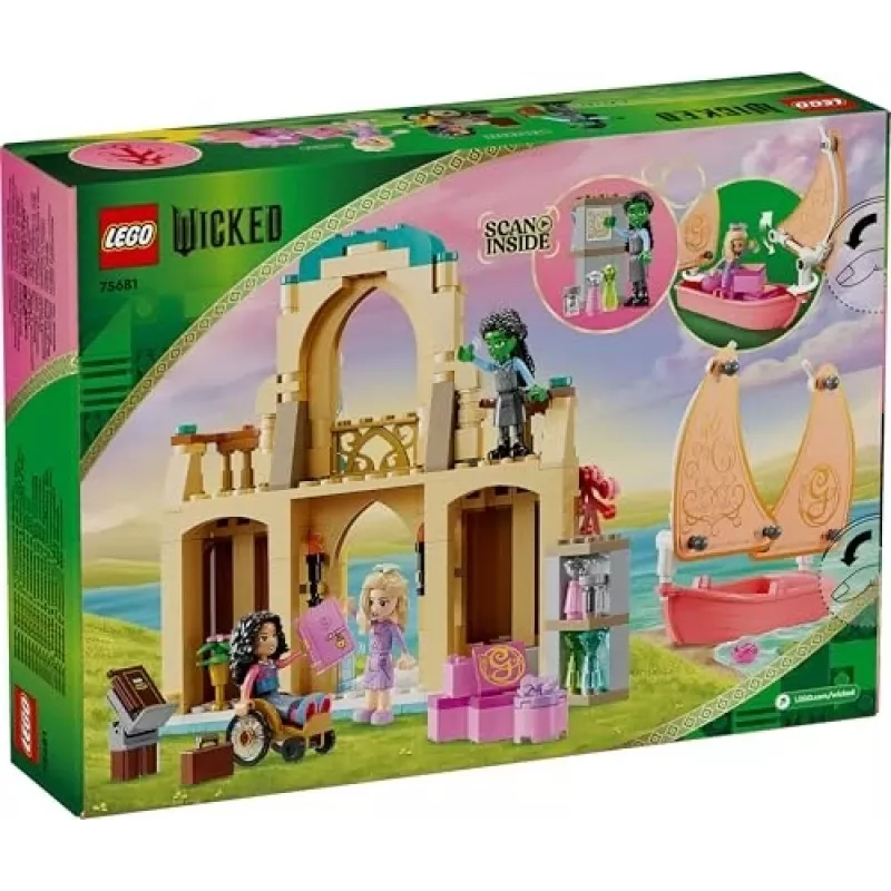 Set LEGO 75681 con minifigure Wicked, Glinda, Elphaba, Nessarose e Shiz Universität