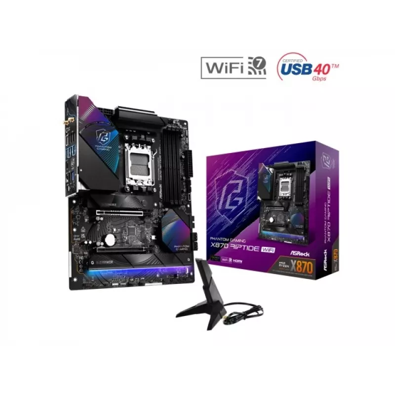 Scheda madre ASRock X870 Riptide WiFi — ATX, AMD X870, Socket AM5, DDR5, 4 DIMM, 256 GB, Wi‑Fi 7, 2,5GbE