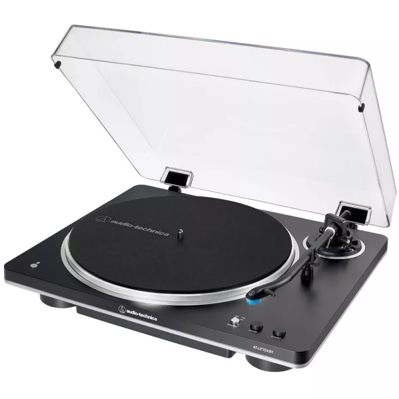 AT-LP70XBTBS, Giradischi nero/argento, preamplificatore phono integrato, Bluetooth, completamente automatico, a cinghia