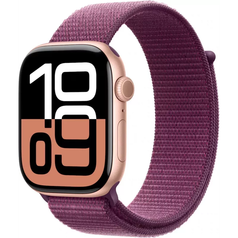 APPLE Watch Series 10 GPS 46mm cassa in alluminio oro rosa con cinturino Sport Loop Plum