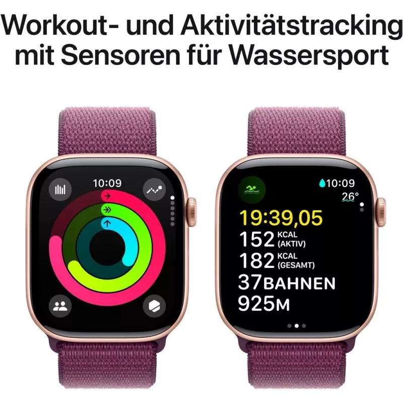 APPLE Watch Series 10 GPS 46mm cassa in alluminio oro rosa con cinturino Sport Loop Plum
