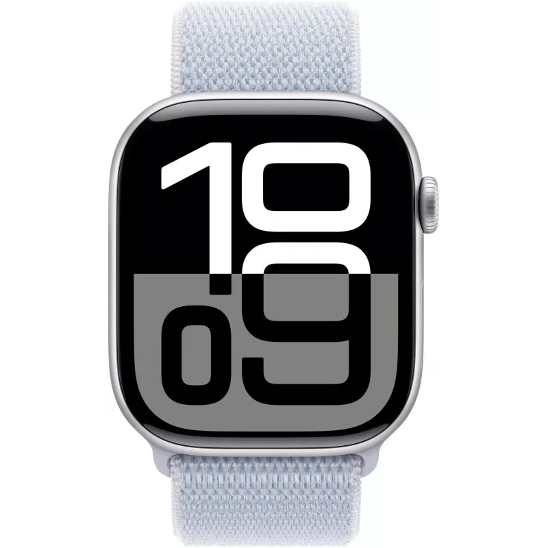 APPLE Watch Series 10 GPS 46 mm cassa in alluminio argento con cinturino Sport Loop Blue Cloud
