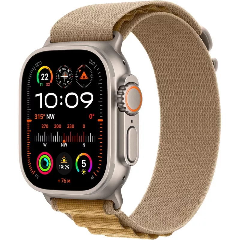Apple Watch Ultra 2 GPS + Cellular 49mm cassa in titanio naturale con cinturino Alpine Tan – Medium (MX4F3FD/A)