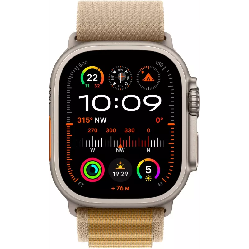Apple Watch Ultra 2 GPS + Cellular 49mm cassa in titanio naturale con cinturino Alpine Tan – Medium (MX4F3FD/A)
