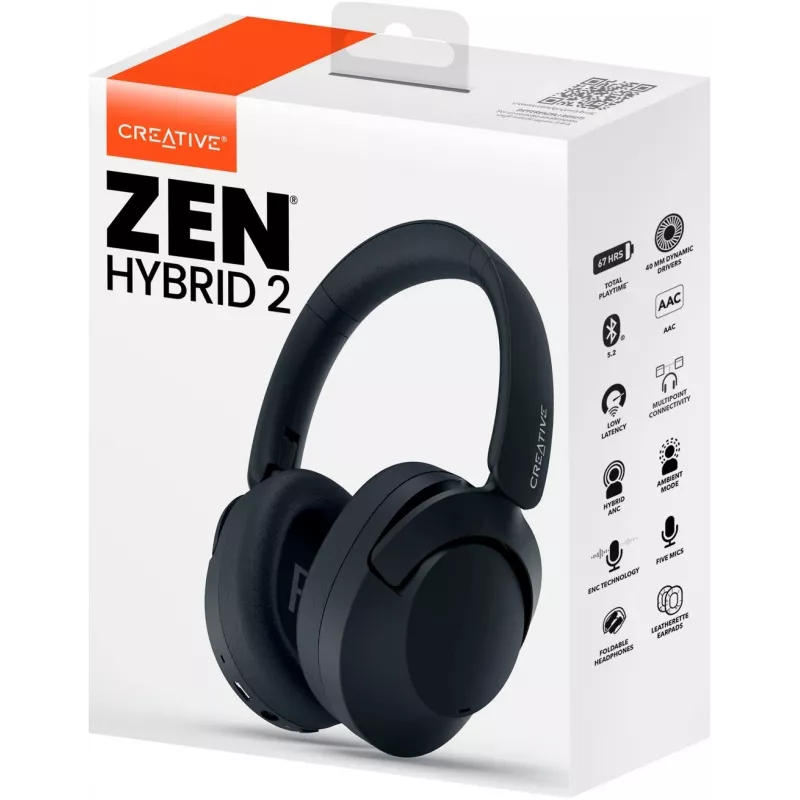 Creative Labs Zen Hybrid 2 cuffie con filo e wireless archetto telefonate/musica USB Type-C Bluetooth nero