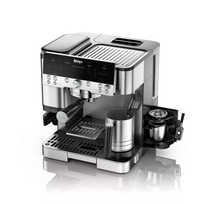 Macchina per espresso Ninja ES601EU — serbatoio acqua 2 L, capacità 1 tazza, nero/acciaio inox