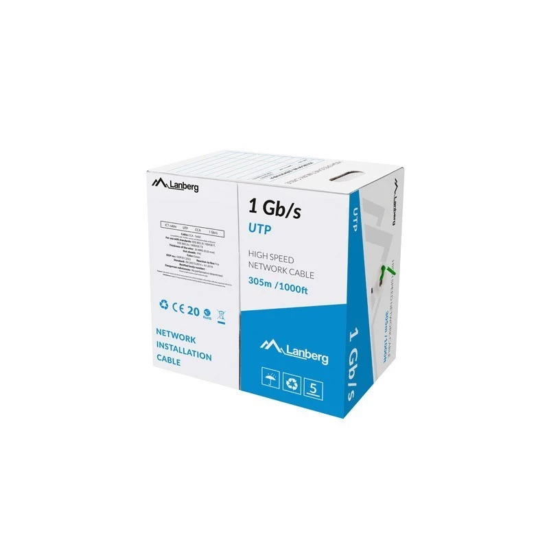 Cavo di rete LANBERG LCU6-10CC-0305-G U/UTP Cat6 305 m, 23 AWG CCA, guaina verde