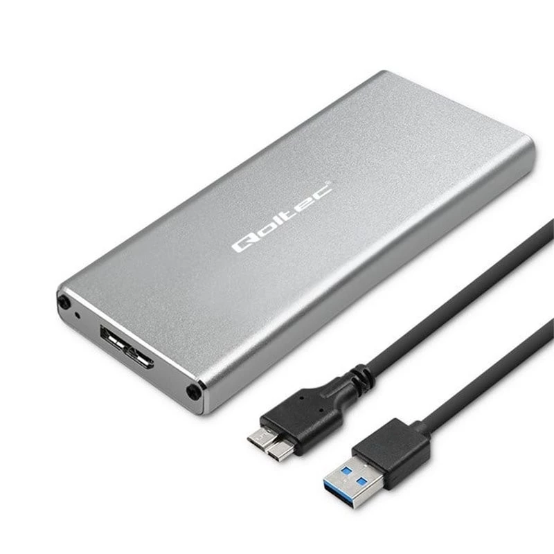 Case in alluminio QOLTEC 51833 per SSD M.2, SATA su USB 3.0, supporta fino a 2 TB