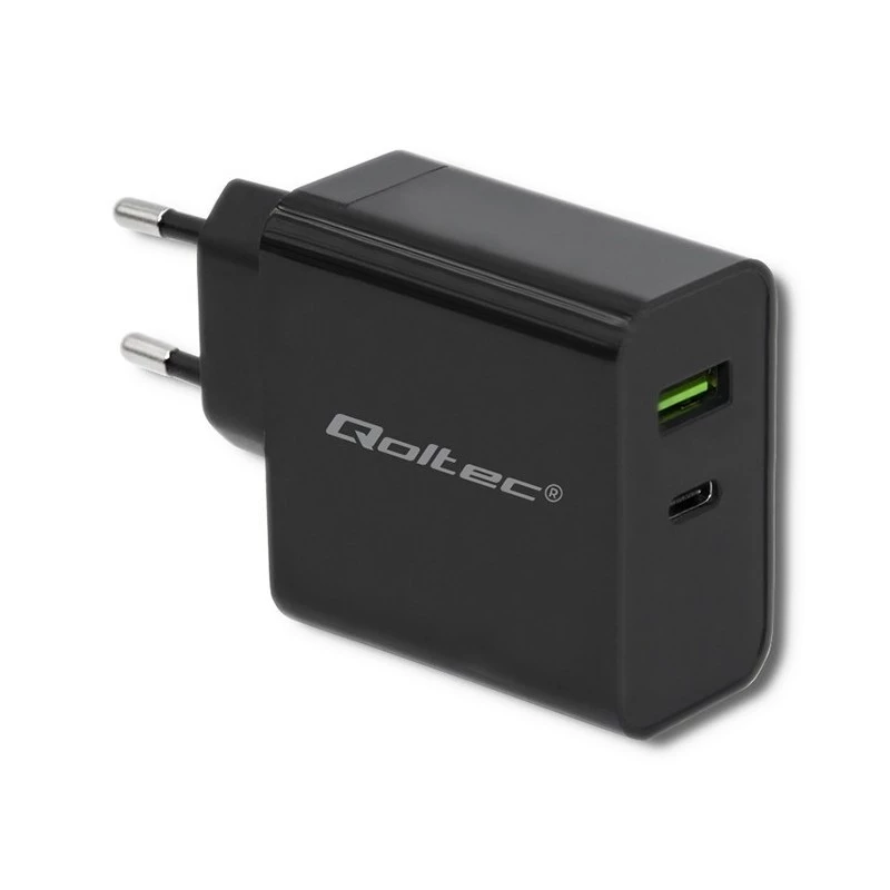 Alimentatore QOLTEC 51717 45W 20V 3A caricabatterie AC per interni per smartwatch, nero
