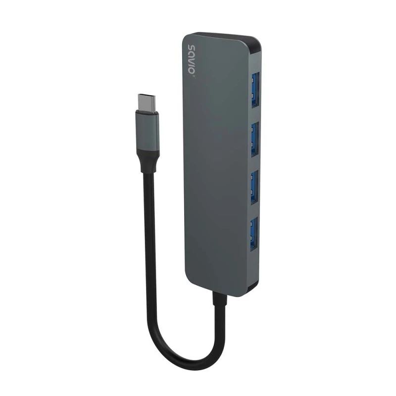 Hub USB SAVIO AK-54 — 4 x USB-A (USB 3.2 Gen 1), host USB-C, nero