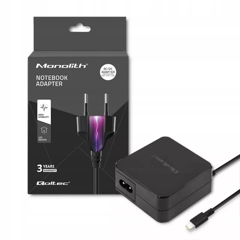 Qoltec 51027 caricabatterie | 65W | 5-20,3V | 2-3,25A | USB Type-C | PD