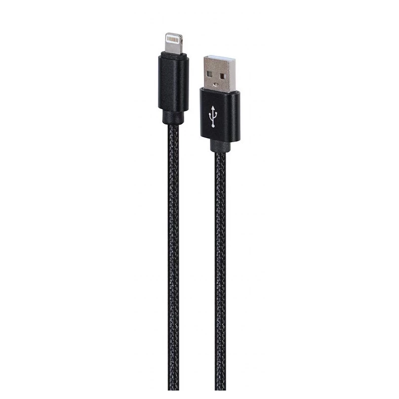 Gembird CCDB-mUSB2B-AMLM-6 cavo da USB-A a Lightning, rivestimento in cotone intrecciato, connettori in metallo, USB 2.0, 1,8 m, nero