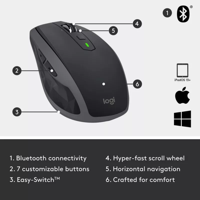 MX Anywhere 2S mouse wireless/Graphite - BT - N/A