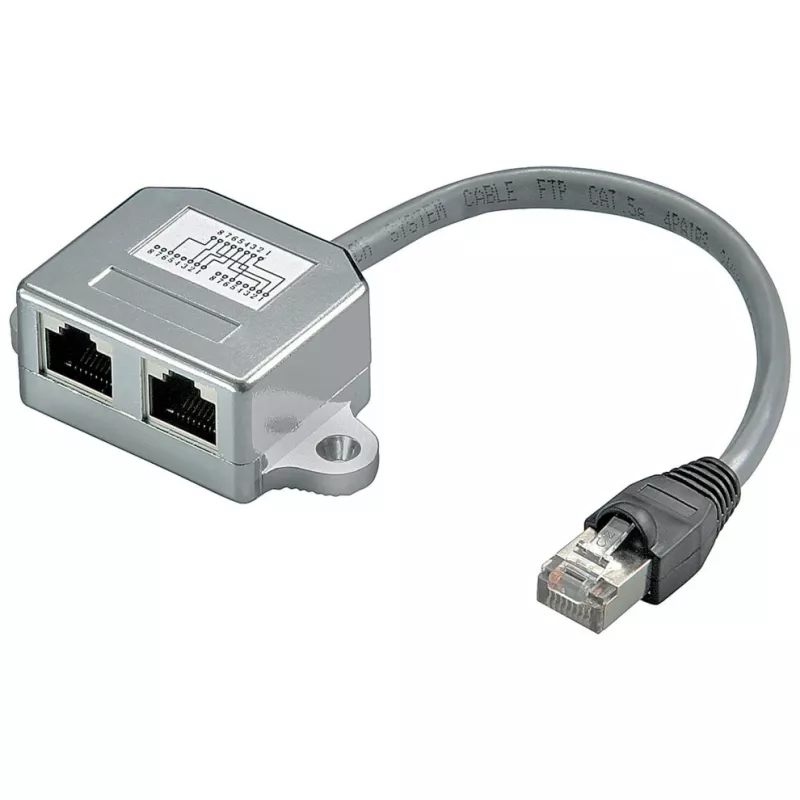 Wentronic Goobay splitter cavo (Network Doubler), adattatore a Y CAT - cablaggio 2 x CAT 5 Ethernet, schermato (68908)