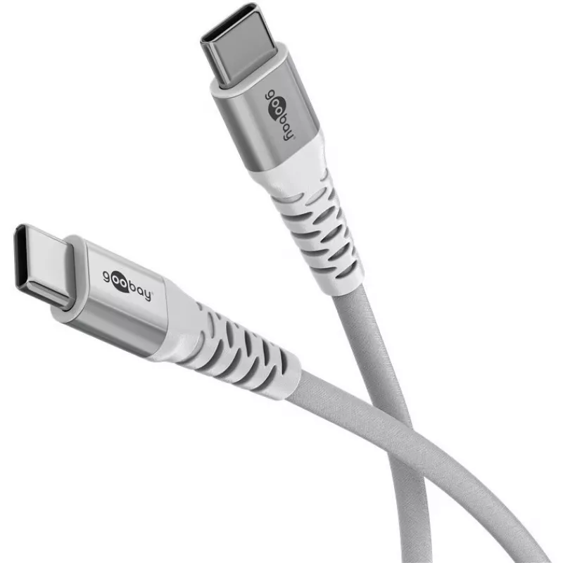 Goobay cavo USB-C (ST-ST) 2m cavo di collegamento guaina in tessuto bianco cavo USB USB 2.0 USB C (70194)