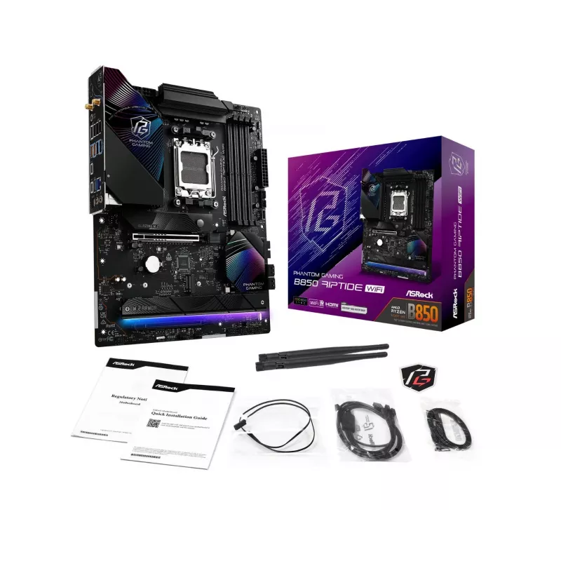 Scheda madre ASRock Phantom Gaming B850 Riptide WiFi — AMD B850, socket AM5, ATX, DDR5, 4x M.2, Wi-Fi 7, LAN 2.5Gb