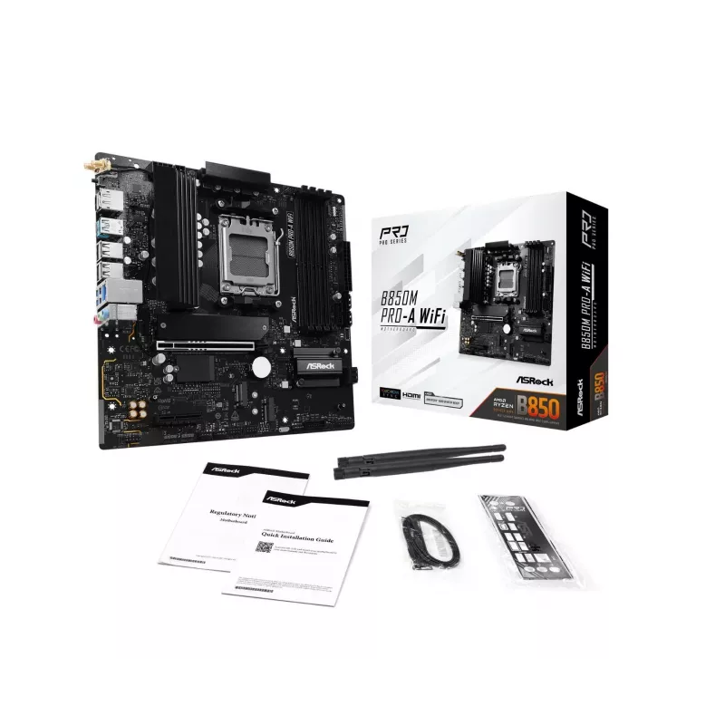 Scheda madre ASRock B850M Pro-A WiFi micro ATX – AMD B850, socket AM5, DDR5, 4x DIMM, 256 GB, Wi-Fi, LAN 2,5 Gb