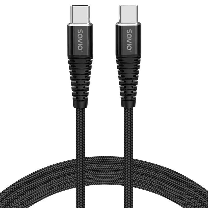Cavo USB Savio CL-160 2 m USB 2.0 USB C - USB C nero