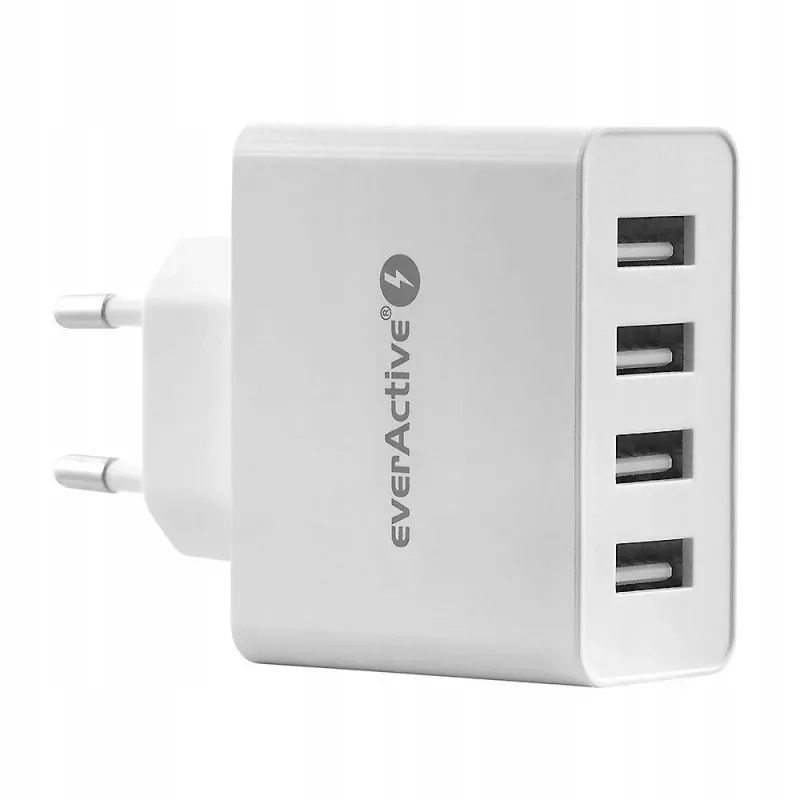 everActive Caricabatterie telefono SC400 con 4x porte USB, 5A uscita totale, bianco