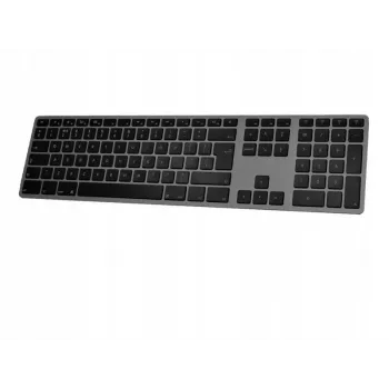Tastiera wireless Matias FK418BTLB-UK — alluminio, retroilluminata, Space Gray