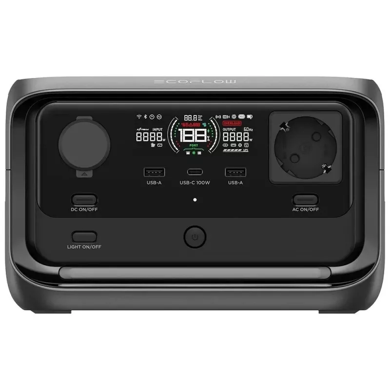 Powerstation portatile EcoFlow River 3 Plus — LiFePO4 286Wh, uscite AC e USB, ricarica solare/accendisigari