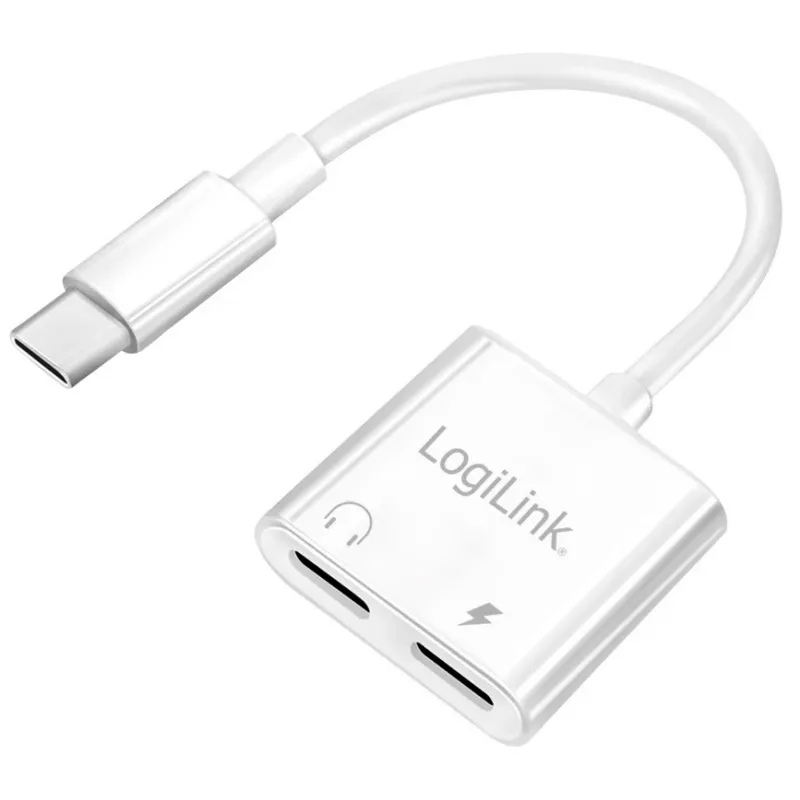 LogiLink Adattatore audio USB-C USB-C/M a 2x USB-C/F 60W PD bianco