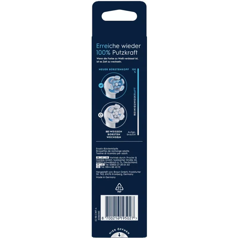 Oral-B 195027 testina spazzolino 4 pz. bianco