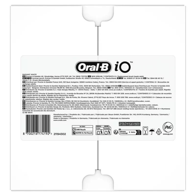 Oral-B IO Series Radiant Bianco Nero Testine originali per lo sbiancamento dei denti 8