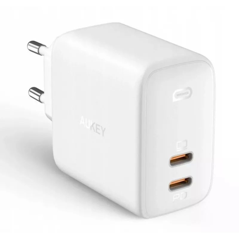 Caricabatterie da parete Aukey PA-B4 2x USB bianco GaN – alimentatore USB compatto con due porte USB