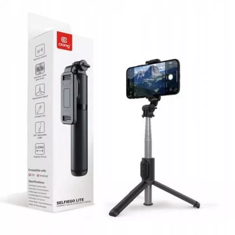 SelfieGo selfie stick compatto treppiede Bluetooth (20-101 cm) Crong CRGSGL1B