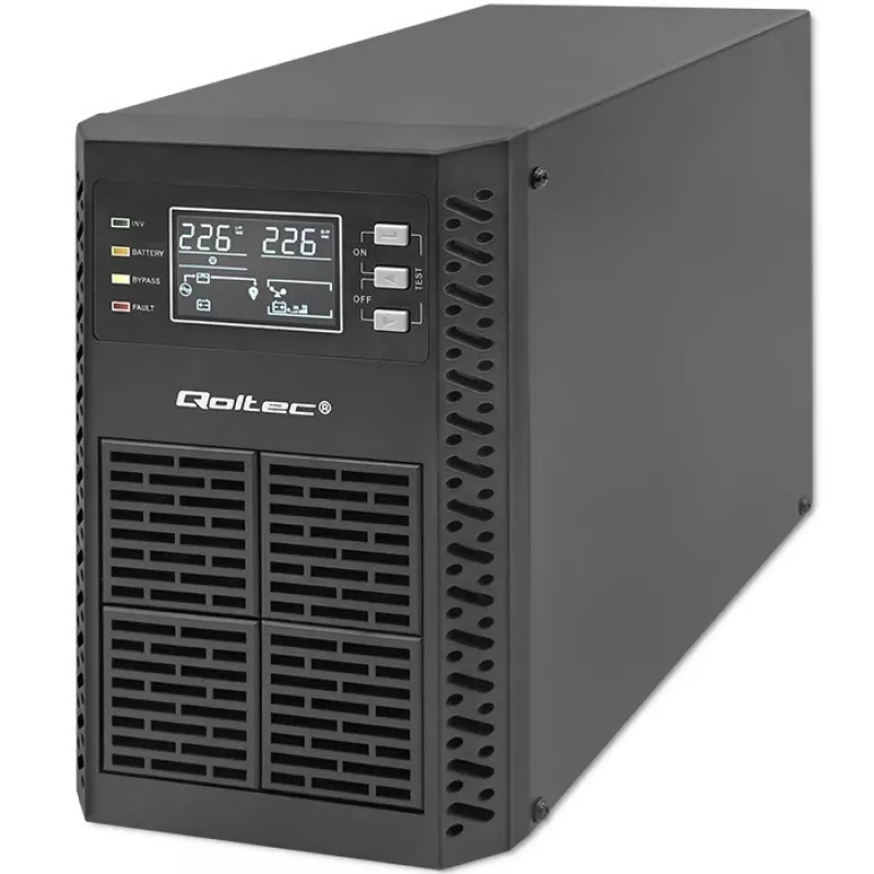 UPS Qoltec gruppo di continuità | 1kVA | 1000W | fattore di potenza 1,0 | LCD | EPO | USB | Online