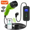 Caricabatterie mobile EV Qoltec regolabile 2in1 Type2 | 3.5kW | 230V | Wi-Fi | LCD | portatile | wallbox | 5m