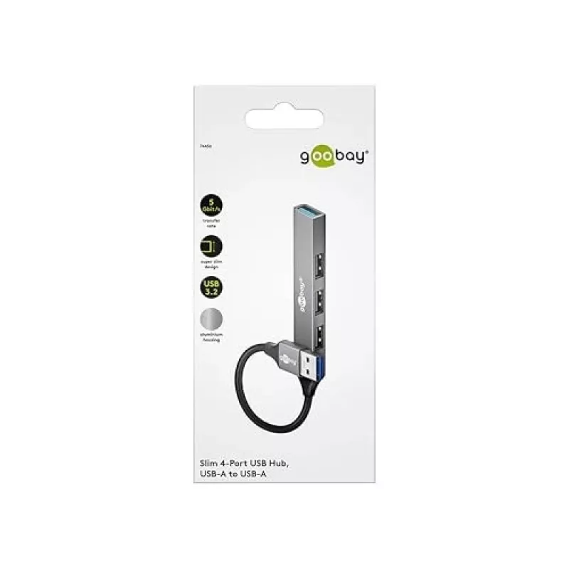 Hub USB Goobay 74456 Type-A 5000 Mbit/s grigio chiaro