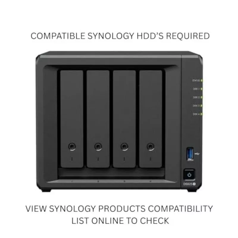 Synology DiskStation DS925+ NAS/server di storage Ryzen Embedded V1500B 4 GB DDR4 0 TB nero