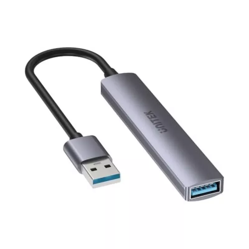 Unitek H1208A hub USB-A, 4 porte (1x USB-A 5 Gbps, 3x USB-A 2.0), alluminio, argento
