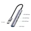 Unitek H1208A hub USB-A, 4 porte (1x USB-A 5 Gbps, 3x USB-A 2.0), alluminio, argento
