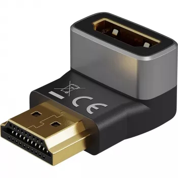 Adattatore HDMI™ angolare Goobay 72011 270° verticale, 8K @ 60 Hz, placcato oro, nero, argento | Goobay