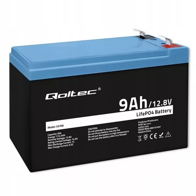 Batteria LiFePO4 Lithium Iron Phosphate 12.8V 9Ah 115.2Wh