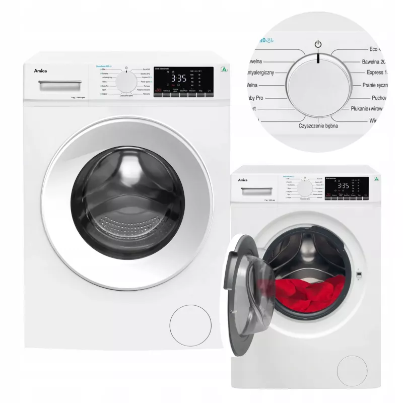 Amica WA5S714ALiSH lavatrice a libera installazione a carica frontale, 7 kg, 1400 giri/min, classe energetica A, bianca