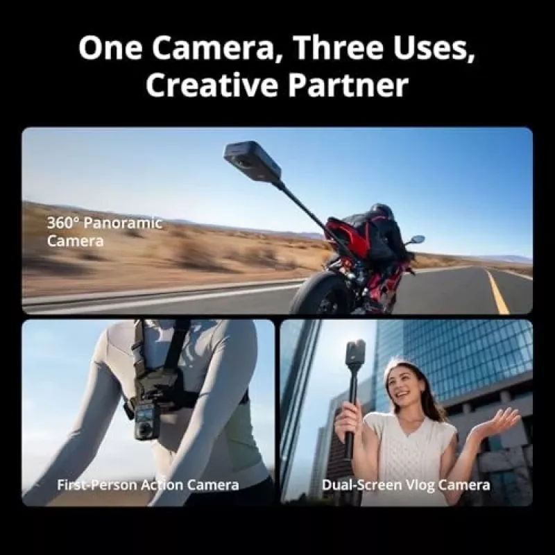 DJI Osmo 360 Adventure Combo CP.OS.00000442 action camera 8K 360°, 120 MP, CMOS da 1/1,1 pollici, display da 2 pollici, 128 GB, Wi-Fi, IP68