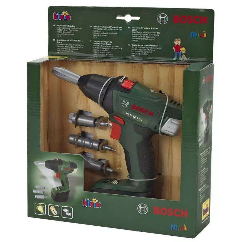 Theo Klein 8567 Bosch avvitatore a batteria | trapano avvitatore a batteria con punte girevoli e intercambiabili | luce e suono | dimensioni: