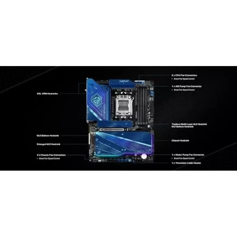 Scheda madre ASRock X870 NOVA WIFI — AMD X870, socket AM5, ATX, 4× DIMM DDR5, 256 GB, Wi-Fi 7, 2,5 GbE