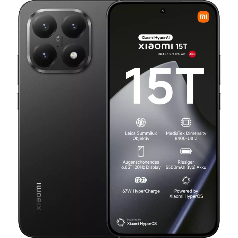 Smartphone Xiaomi 15T 6,83 pollici 12 GB 512 GB Nero