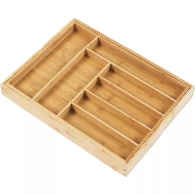 Organizer per cassetto posate GreenBlue GB379 inserto in bambù con scomparti, superficie naturale